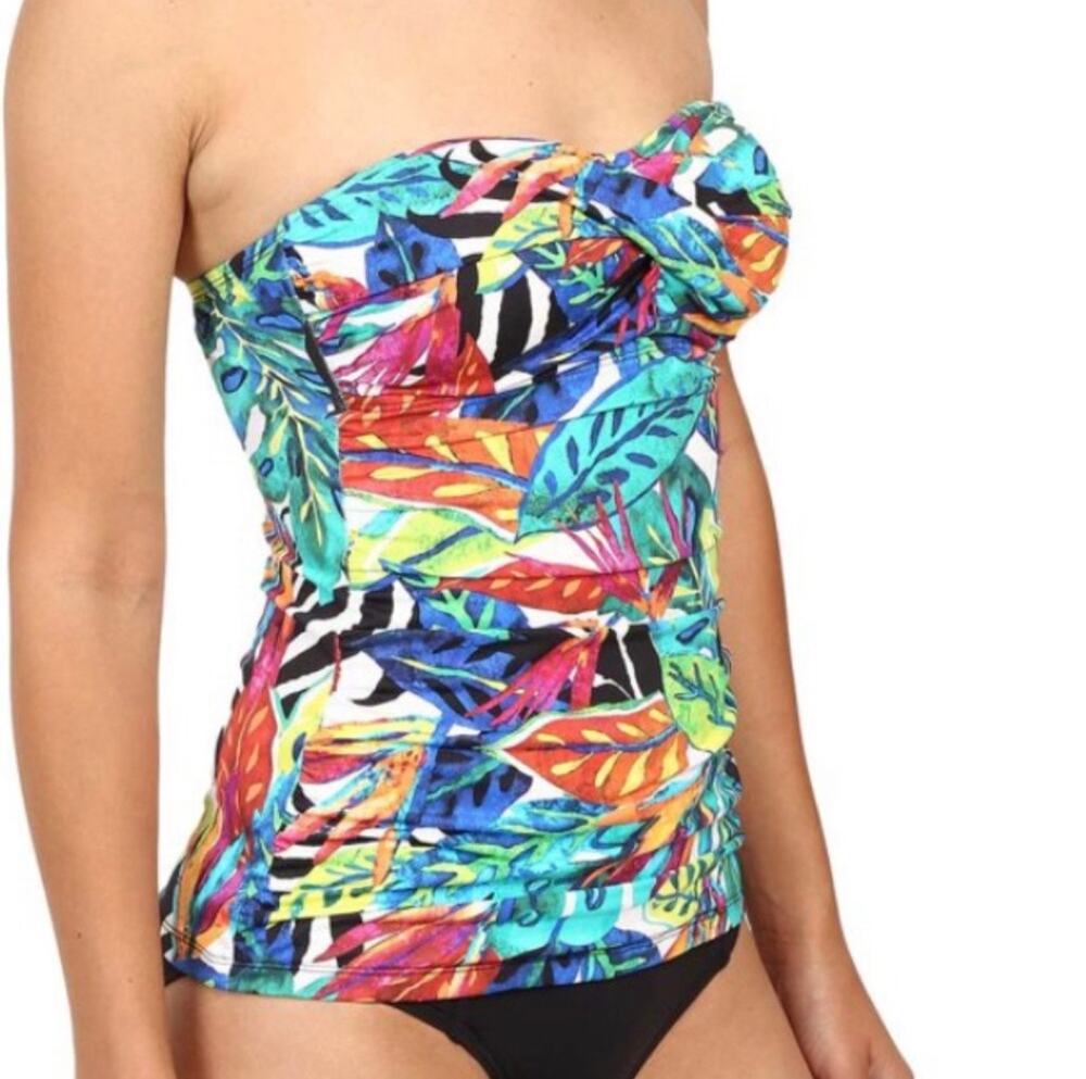 Lauren Ralph Lauren Tankini Top SZ 16 NWT Slim Fit Rainforest Tropical Swim